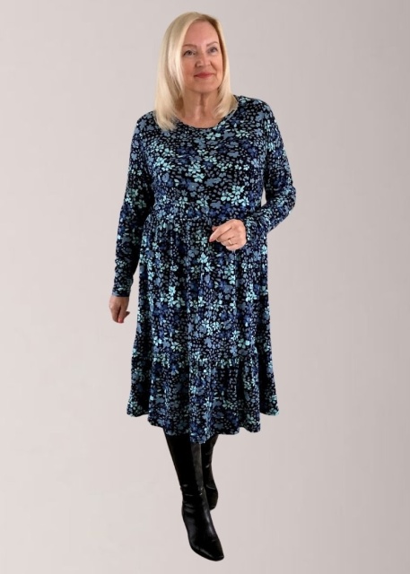 Mudflower Blue Floral Soft Touch Dress